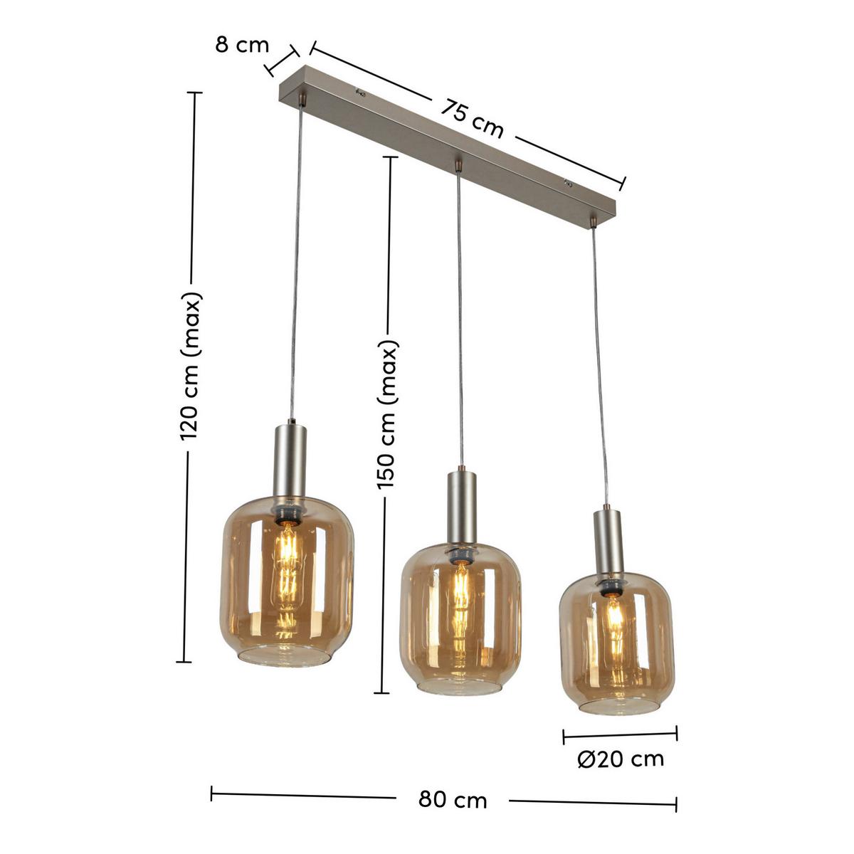 Hängeleuchte Siop Transparent/Bernstein max. 40W - Champagner/Transparent, MODERN, Glas/Kunststoff (80/20/120cm)