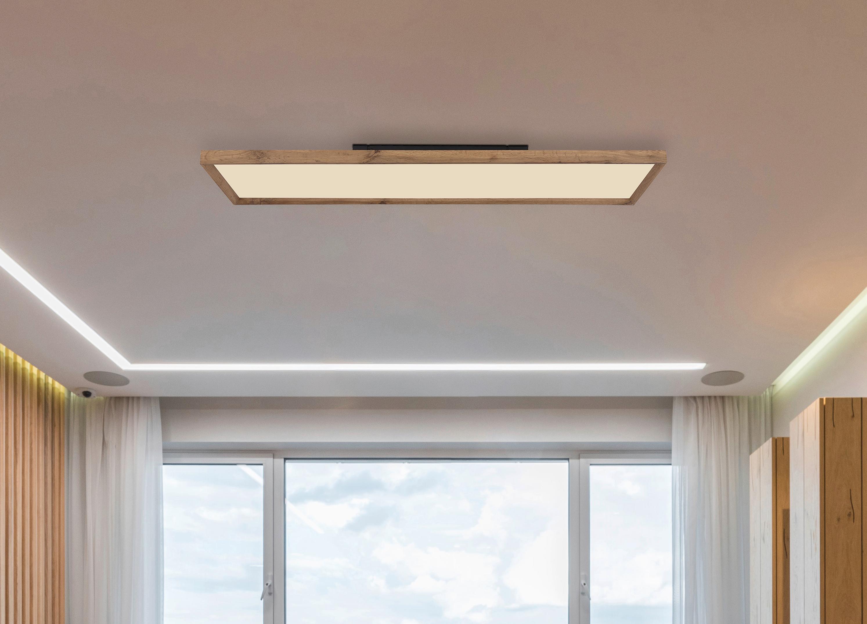 LED-Deckenleuchte Cinderella in Naturfarben max. 36 Watt - Opal/Naturfarben, Natur, Holzwerkstoff/Kunststoff (120/30/8,5cm) - Globo