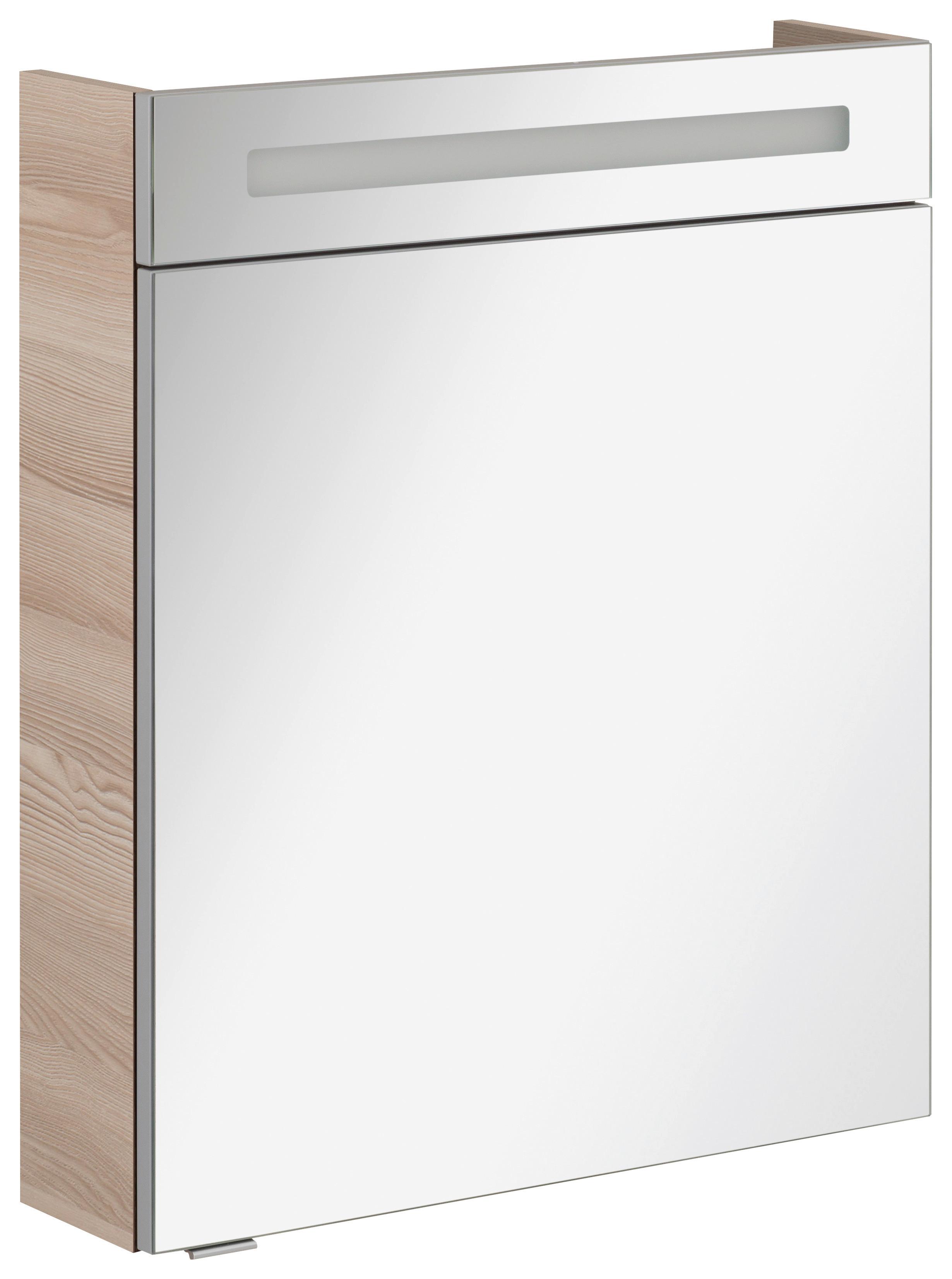 Spiegelschrank B.Clever Esche - Eschefarben/Alufarben, MODERN, Glas/Holzwerkstoff (60/71/16cm) - MID.YOU