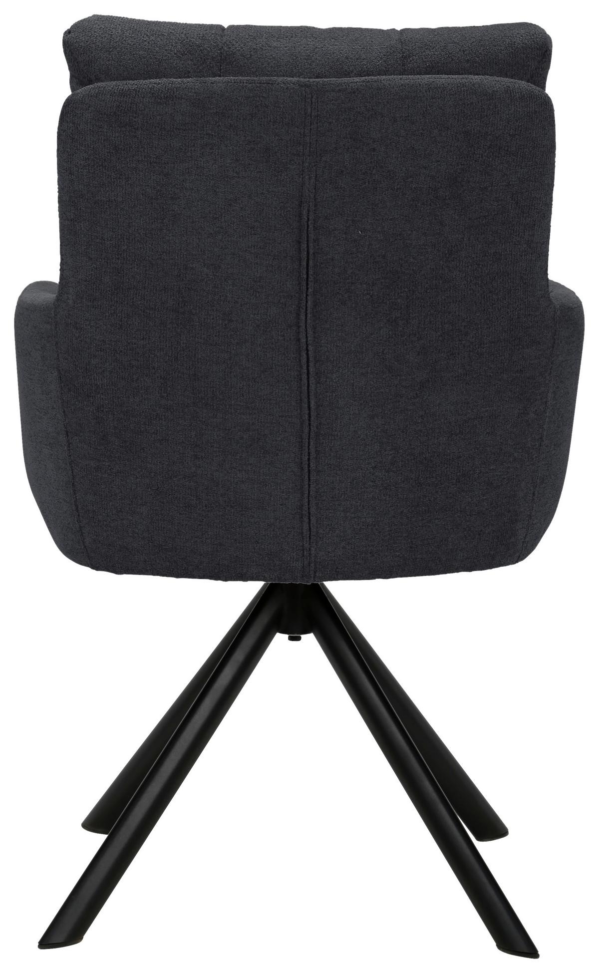 Naslanjač Susan, Črna, Vrtljiv - temno siva/črna, Konvencionalno, kovina/tekstil (59/90/66cm)