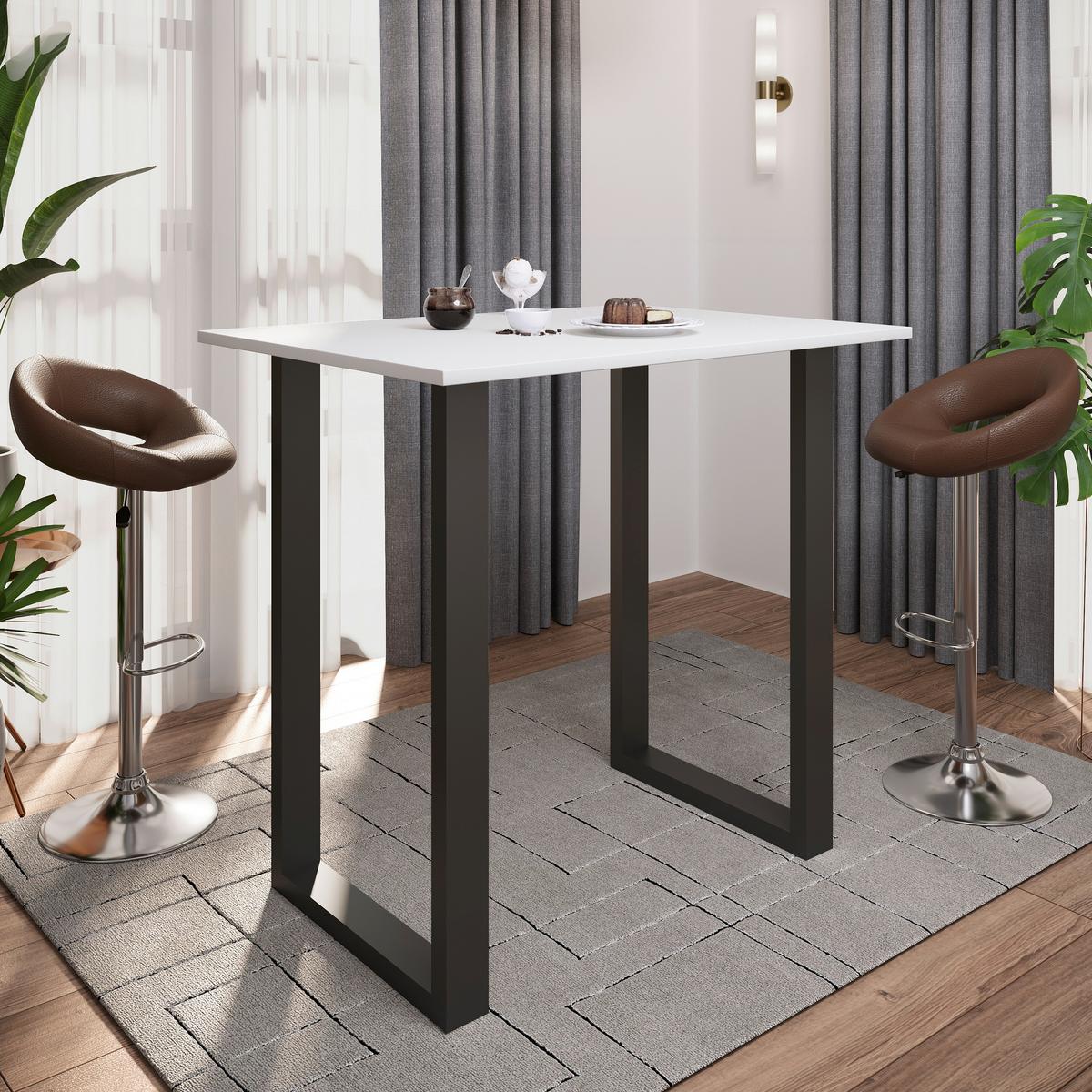 Bartisch XONA Schwarz/ Weiß ca.110x102x80cm - Schwarz/Weiß, KONVENTIONELL, Holzwerkstoff/Metall (110/80/102cm)