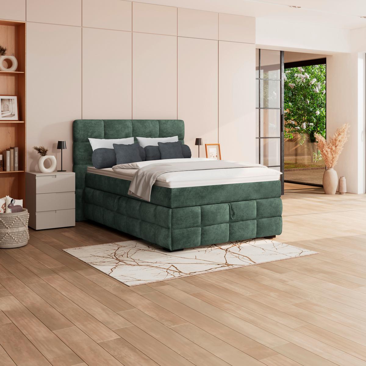 PAT BOX VEGA - verde, Trend, lemn/textil (140/200cm) - Modern Living