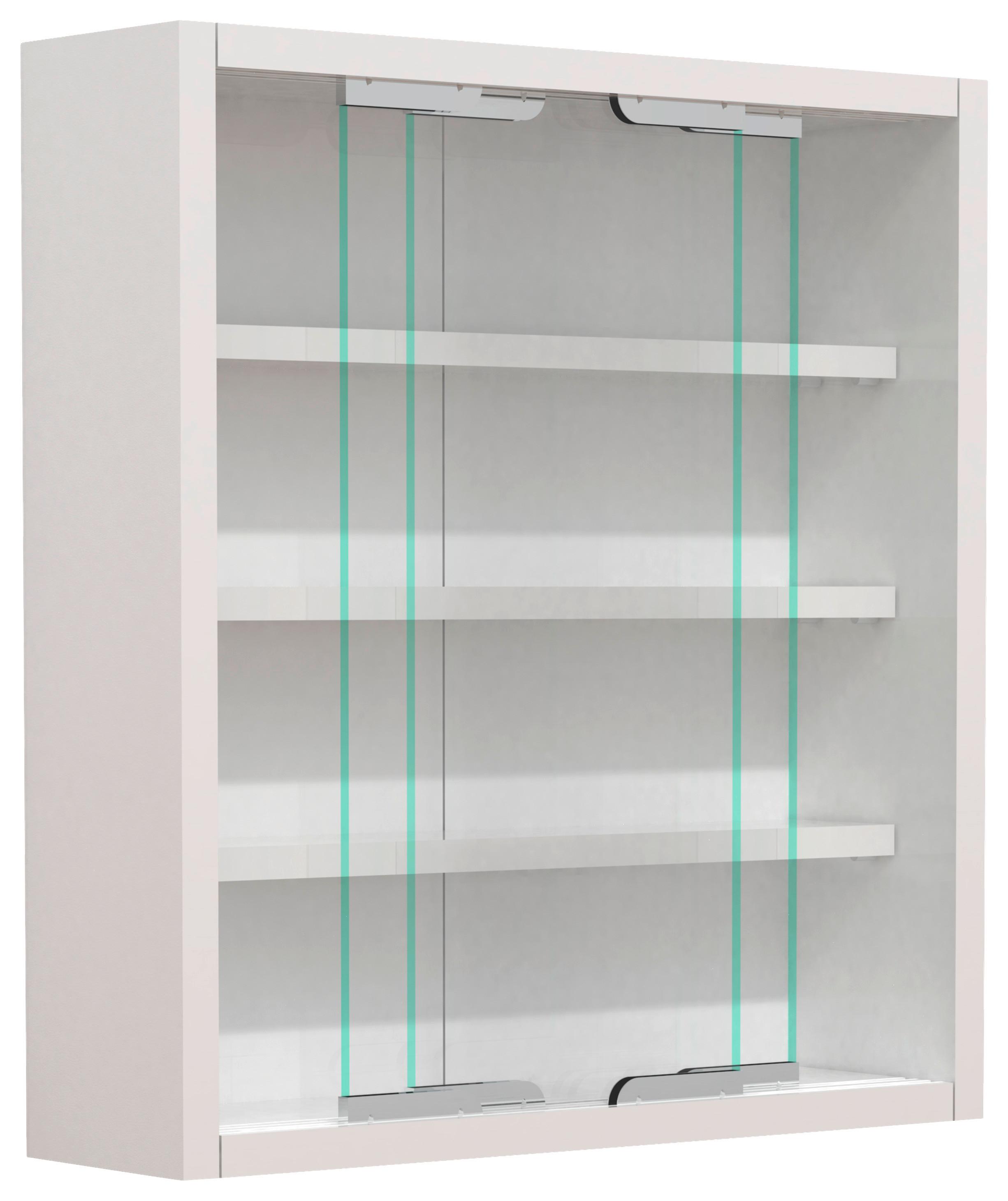 Viseča Vitrina Agisa S, Bela - srebrne barve/bela, Moderno, steklo/leseni material (37/40/10cm) - MID.YOU