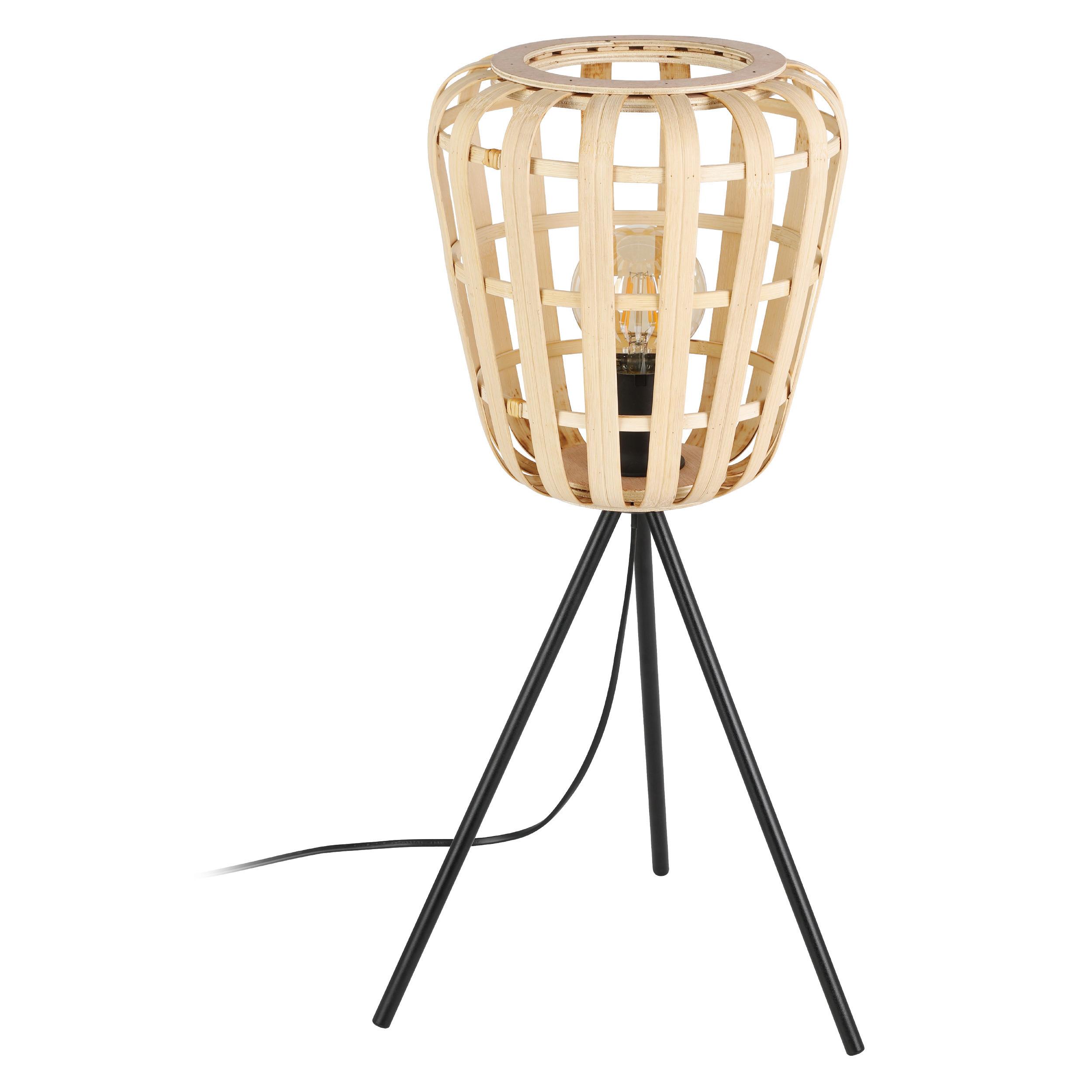 Tischleuchte 390154*montezuelo - Schwarz/Naturfarben, Natur, Holz/Metall (24/59cm) - Eglo