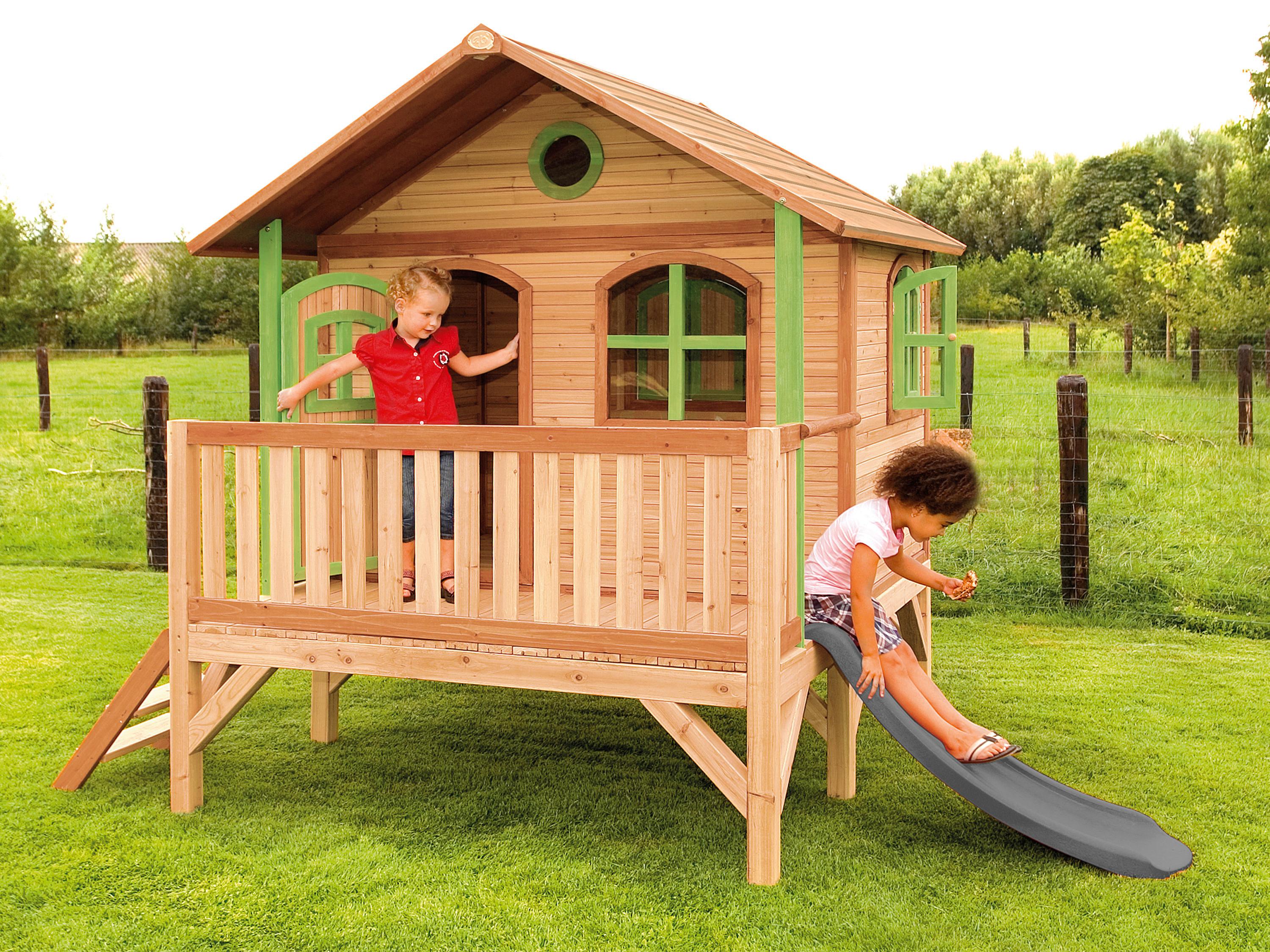 SPIELHAUS A030.040.80 - Rot/Braun, KONVENTIONELL, Holz/Kunststoff (349/233/212cm) - Ambia Garden