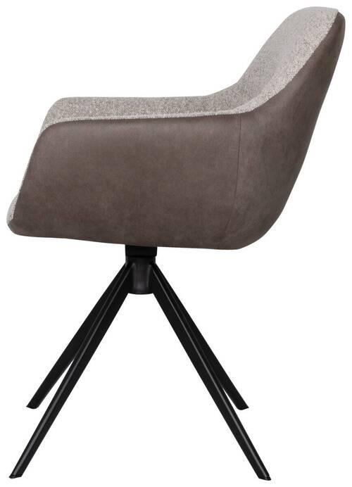 KRZESŁO Z PODŁOKIETNIKAMI FONS - kolor bagienny/greige, Design, metal/tkanina (61/85/61cm) - Valdera