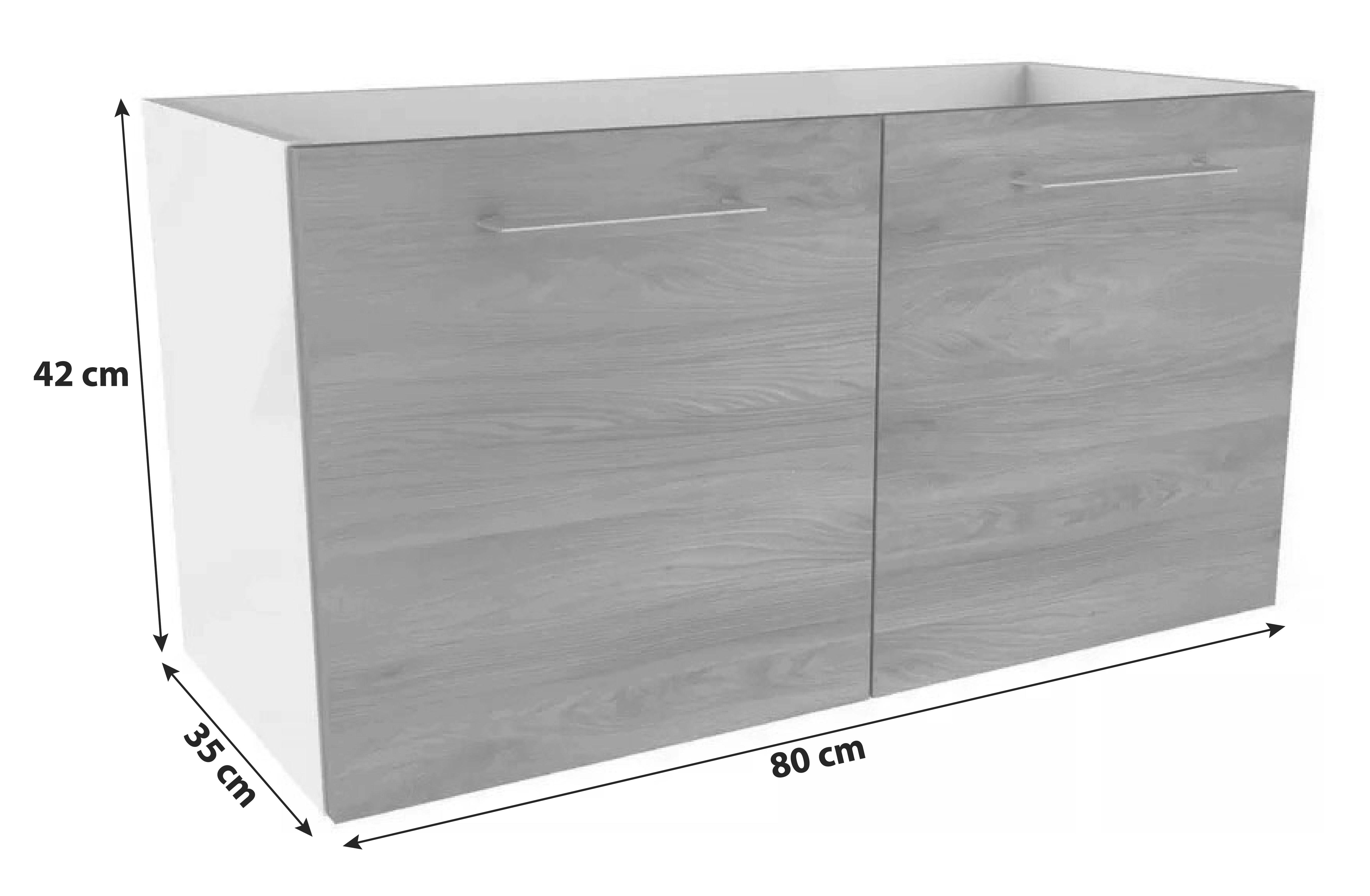 Waschtischunterschrank "Lima", weiß, esche - Chromfarben/Eschefarben, MODERN, Holzwerkstoff/Metall (80/42/35cm) - MID.YOU