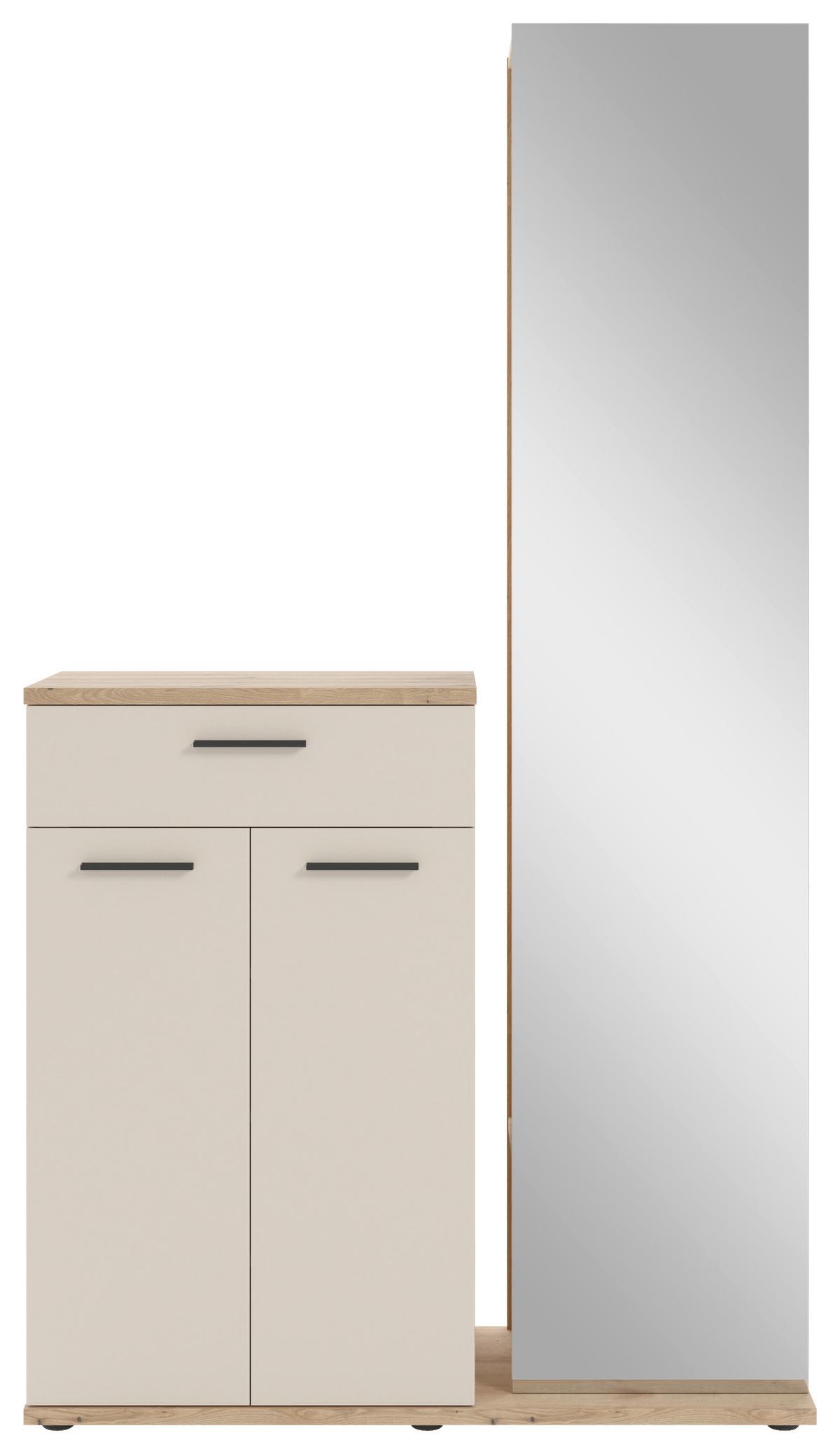 Predsoblje Malaga - boje hrasta/krem, Basics, staklo/drvni materijal (105/188/38cm) - Modern Living