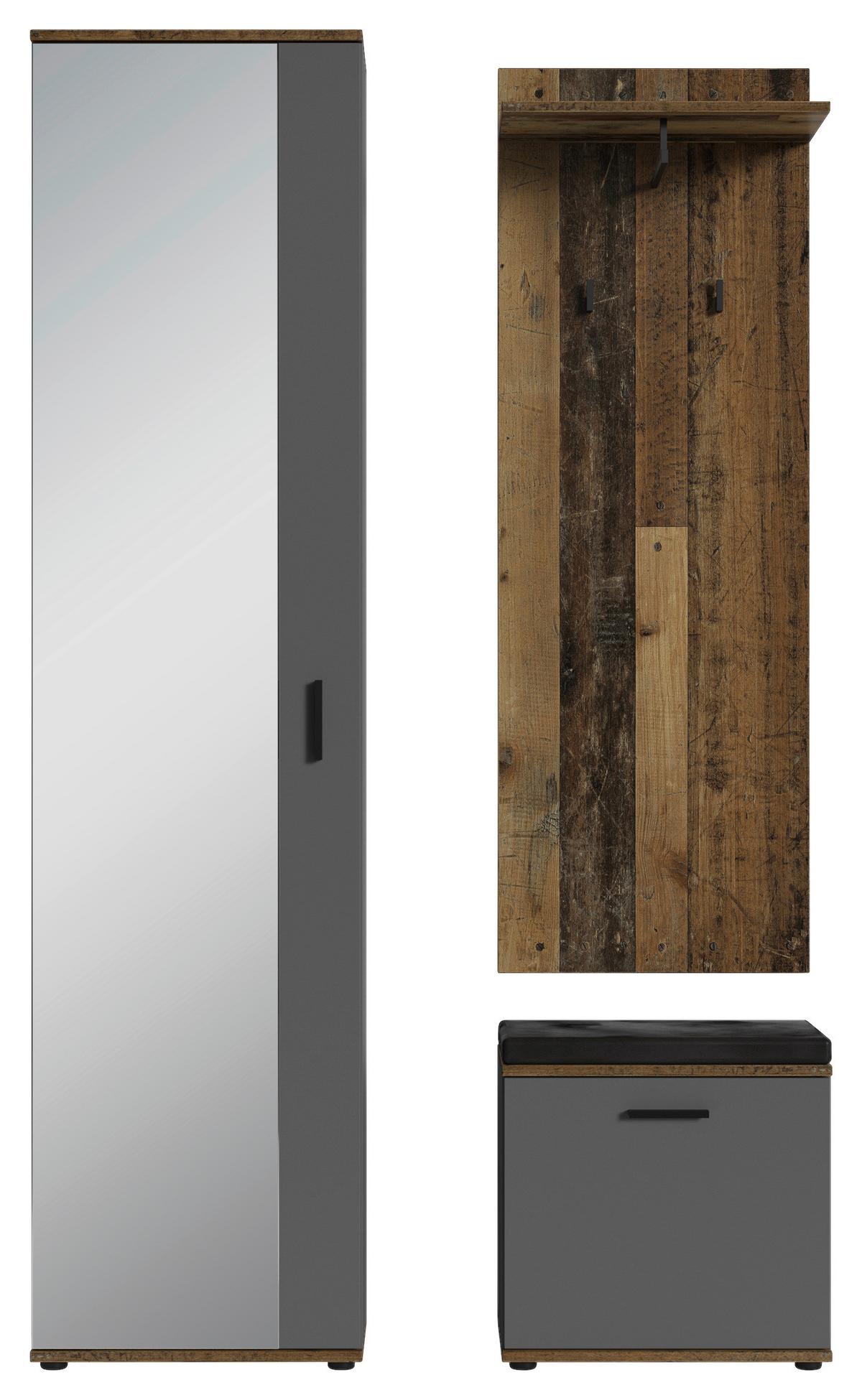 Garderobenbank Jakob ca. 48,5x49x30cm Anthrazit,Schwarz - Alteiche/Anthrazit, LIFESTYLE, Holzwerkstoff (48,5/49/30cm) - MID.YOU