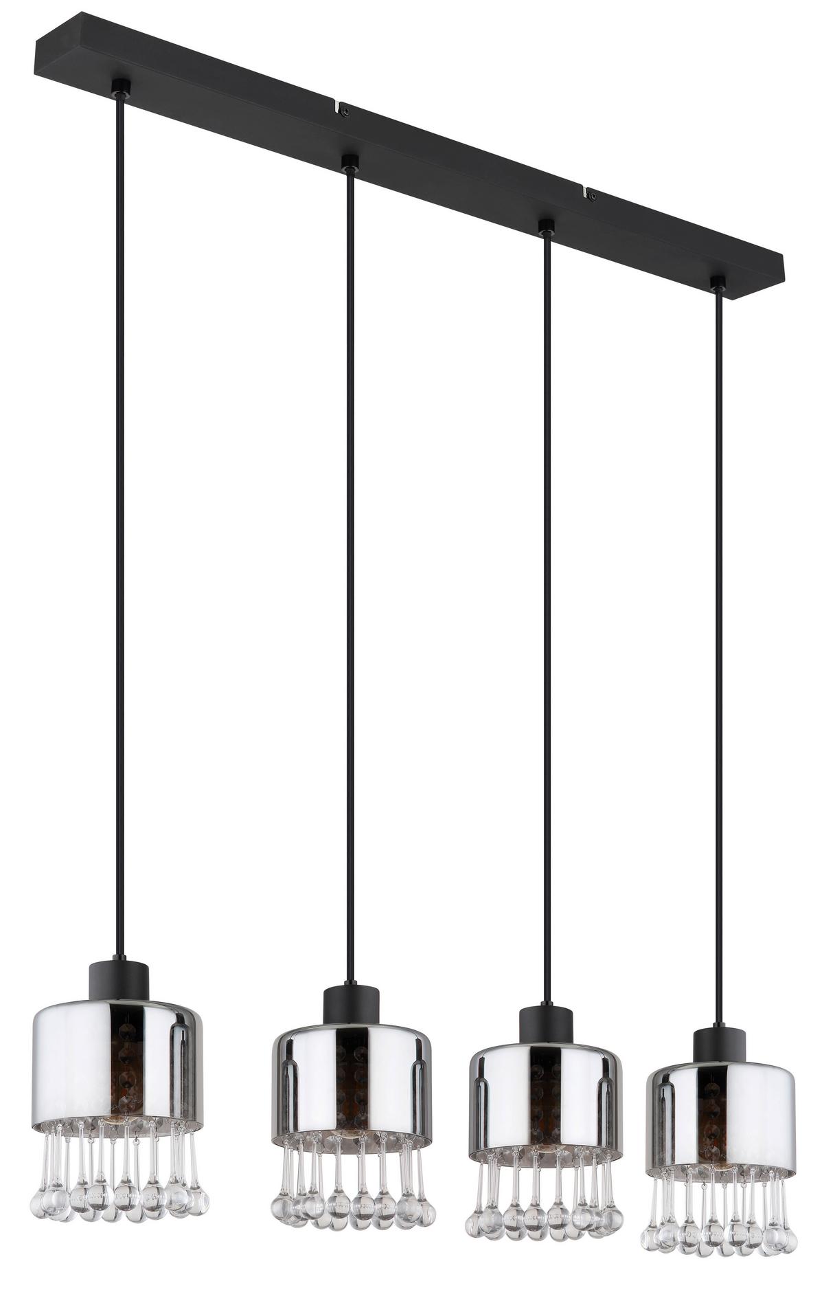 HÄNGELEUCHTE 15884-4H - Klar/Schwarz, Konventionell, Glas/Kunststoff (82,5/15/120cm) - Globo