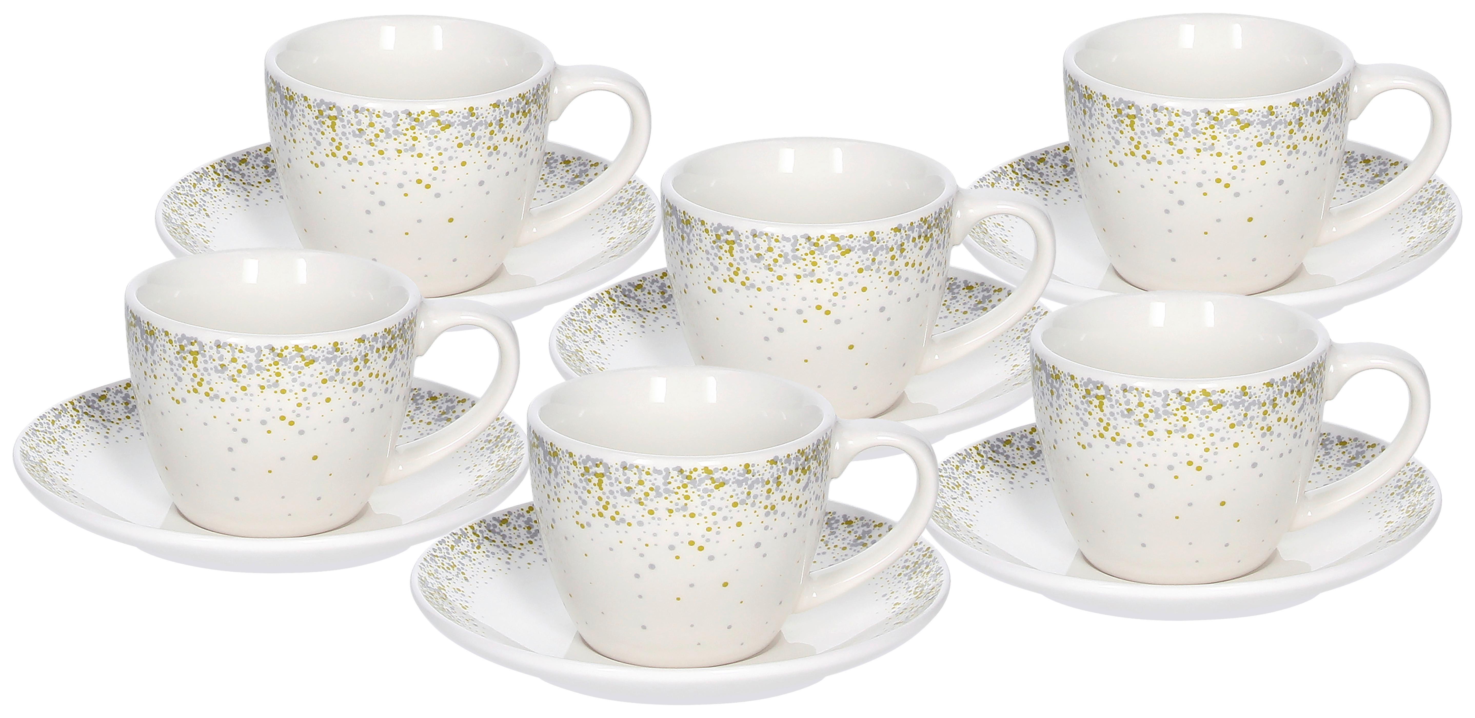 Set Skodelic Za Kavo Iris Astrid - zlate barve/bela, Trendi, keramika (14/27/7,3cm) - Tognana