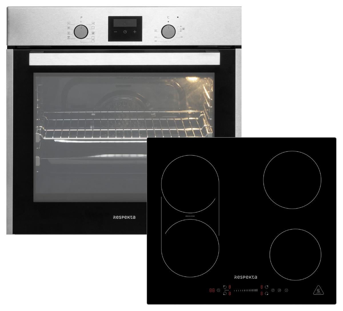 Backofenset ASET1406600l ca. 59,5/59,5/56,5cm Edelstahl - Edelstahlfarben/Schwarz, Trend, Glas/Metall (59,5/59,5/56,5cm) - Respekta