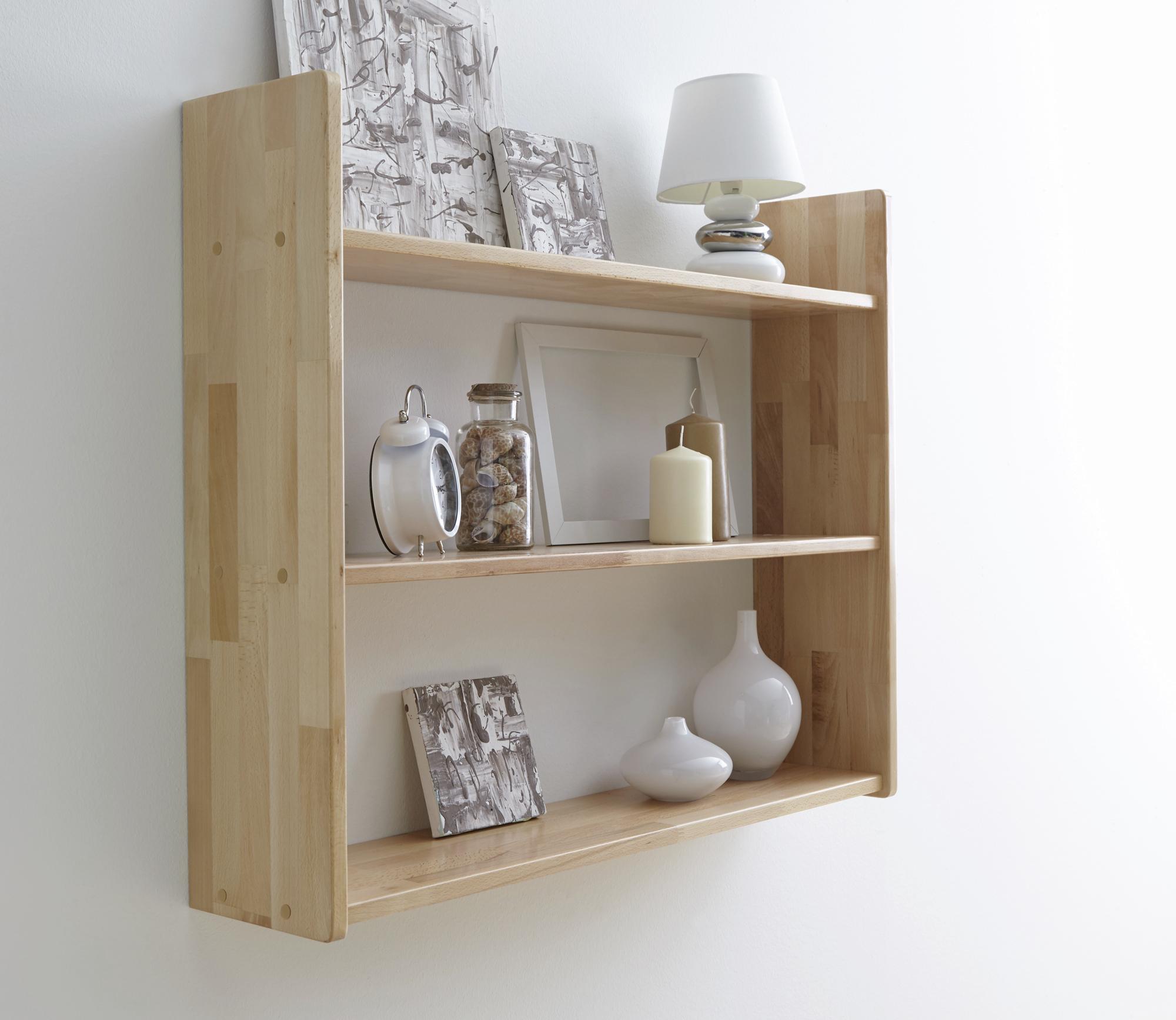 Wandregal "Simone", aus Buche, buchefarben - Buchefarben, Basics, Holz (90/74/20cm) - MID.YOU