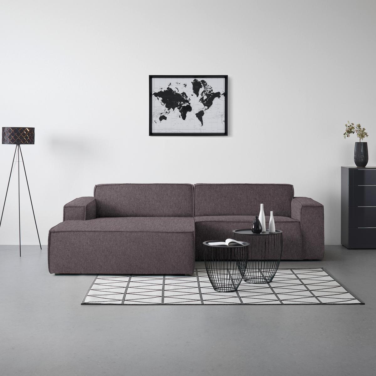 Wohnlandschaft Loft Graphitfarben - Graphitfarben/Schwarz, MODERN, Kunststoff/Textil (172/75/265cm) - Mömax