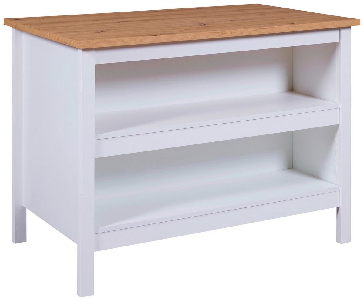 Kücheninsel Sicilia Weiß/Eiche Artisan - Weiß/Eiche Artisan, MODERN, Holzwerkstoff (124/91,5/75cm) - Mömax