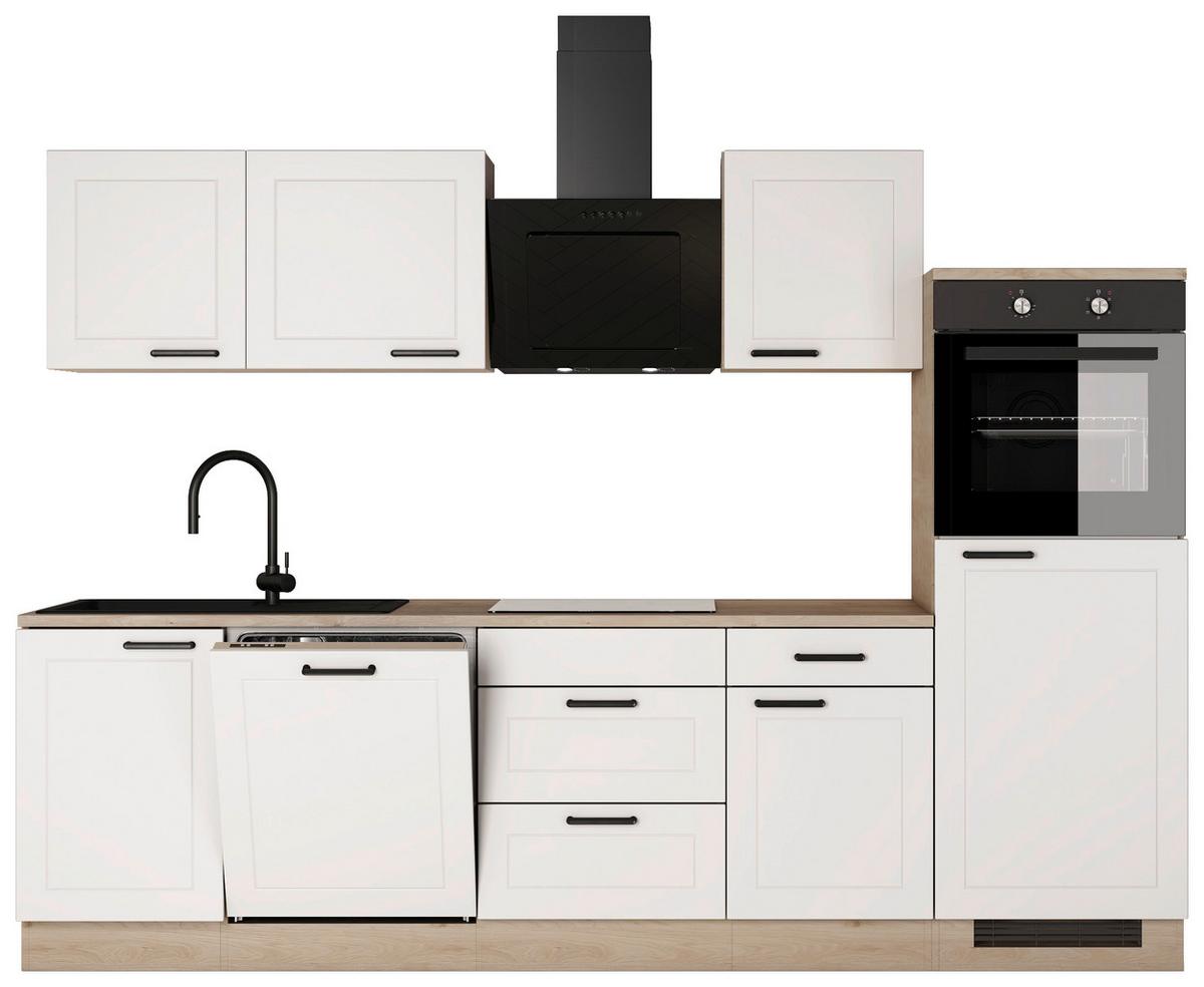 Kuhinjski Blok Brez Aparatov Julia, Bela, Barva Hrasta - črna/barve hrasta, Basics, kovina/leseni material (280cm) - FlexWell