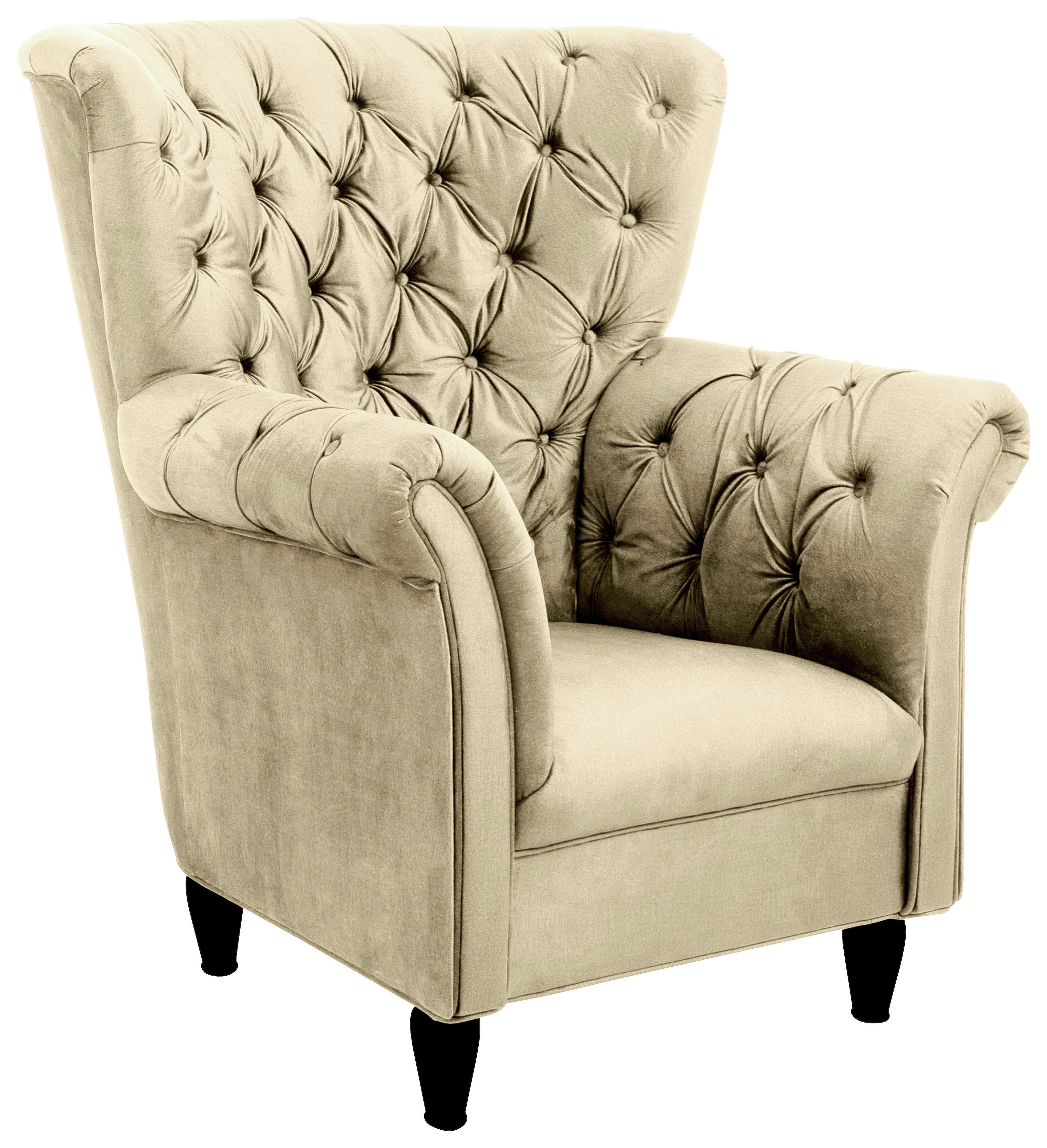 Fotelja Cupido - bež/crna, Design, tekstil/drvo (96/112/86cm) - Mömax