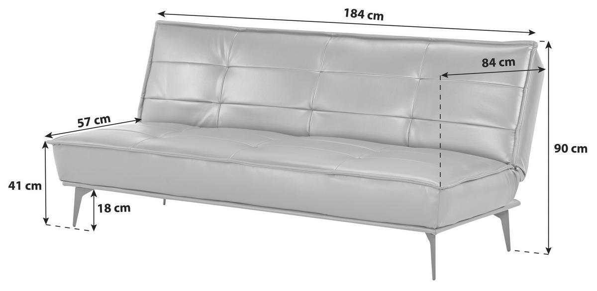 Zofa Levio, Siva, Funkcija Ležišča - siva/črna, Moderno, kovina/tekstil (184/90/84cm) - P & B