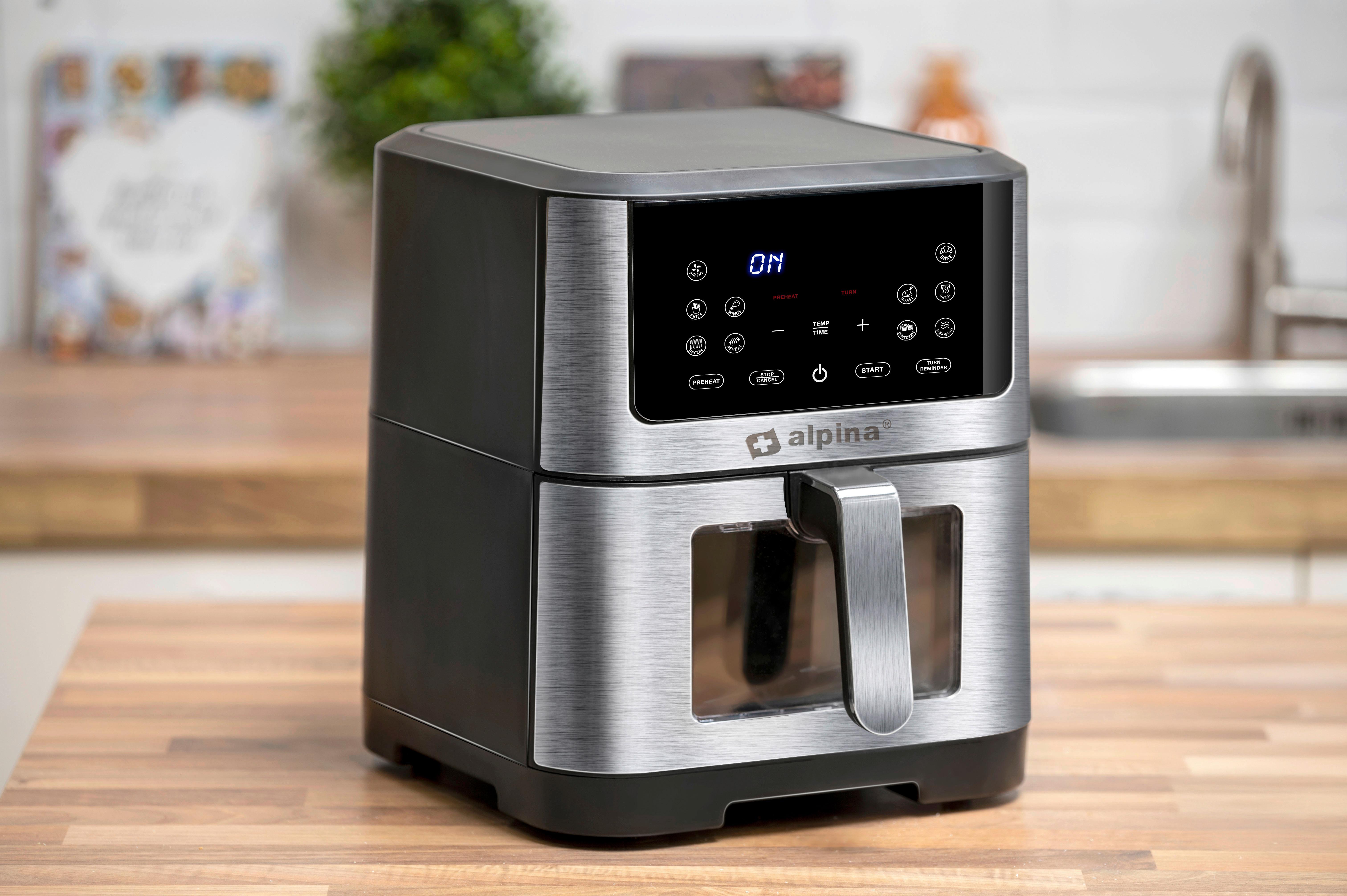 Heißluftfritteuse Alpina Schwarz/Silber max. 1800Watt - Silberfarben/Schwarz, Basics, Kunststoff/Metall (38/29,5/36,5cm) - Alpina 6287