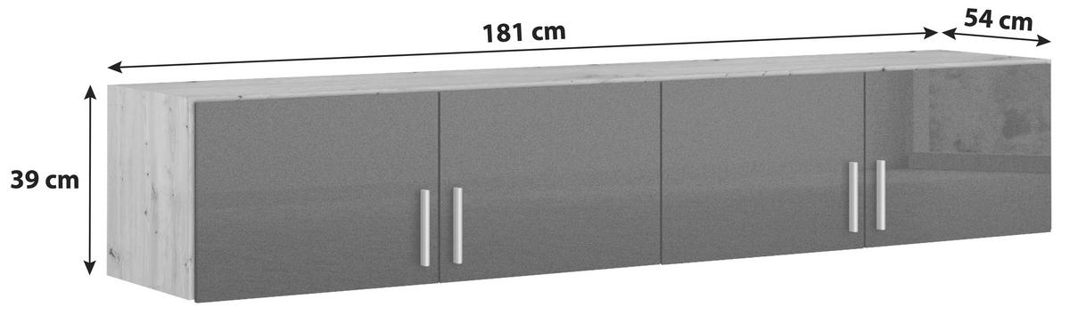 Nastavek Za Omaro Celle Extra, Temno Siva, Barva Hrasta - temno siva/barve aluminija, Design, umetna masa/leseni material (181/39/54cm) - Mömax