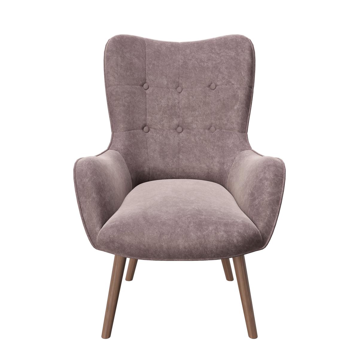 PLAYBOY Ohrensessel Bridget Samt Rosa - Rosa/Braun, KONVENTIONELL, Holz/Textil (68/99/77cm) - Playboy