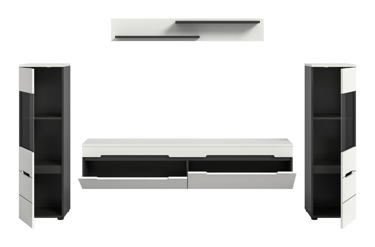 Dnevni Regal Canu, Bela, Siva, 4-Delni - črna/bela, Design, umetna masa/leseni material (272/141/33cm) - Livetastic
