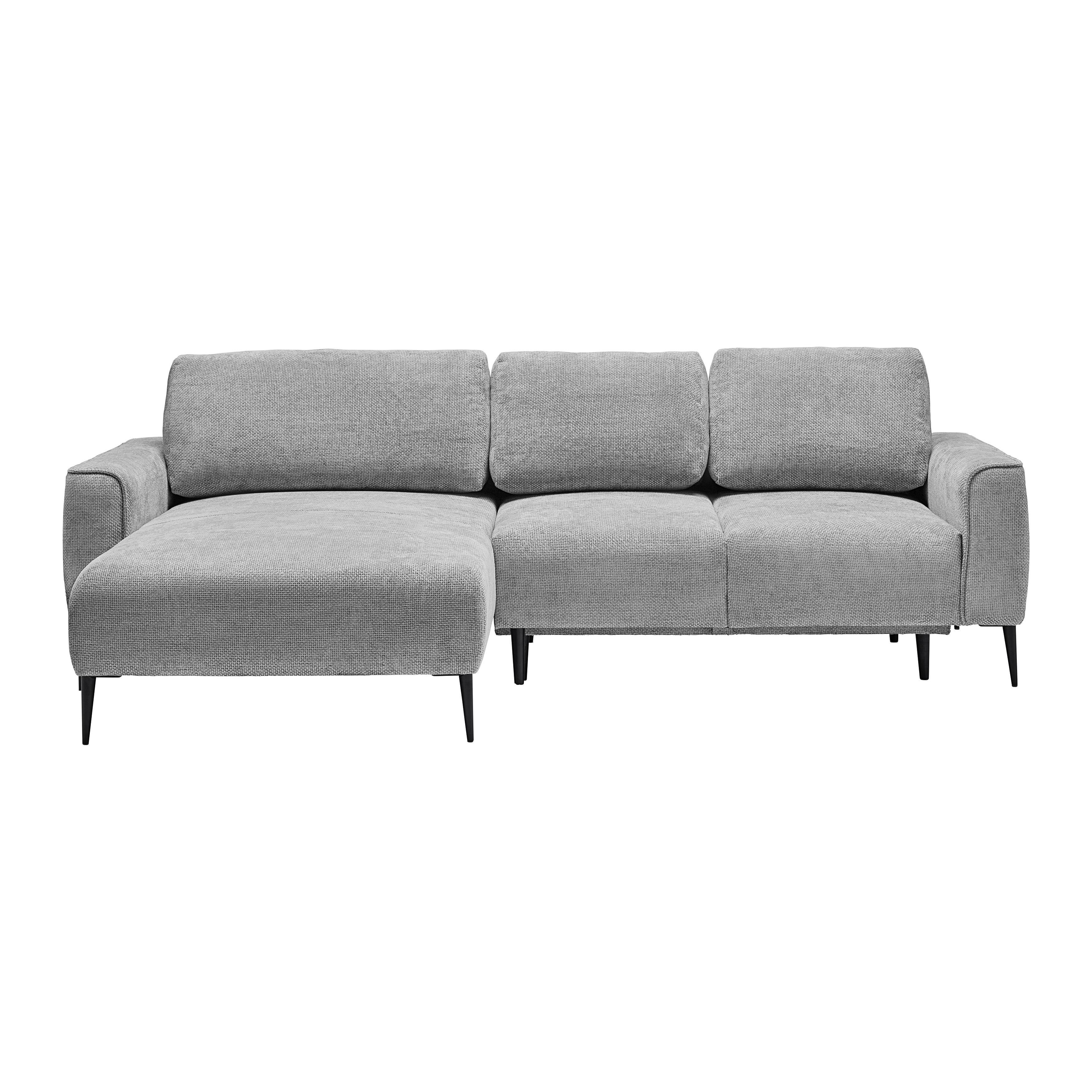 Ecksofa Custom Silberfarben - Hellgrau/Schwarz, MODERN, Textil/Metall (164/255cm) - Mömax