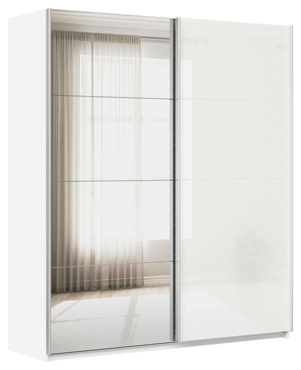 Ormar S Kliznim Vratima Feldkirch - bijela/srebrne boje, Moderno, staklo/drvni materijal (181/210/62cm) - Modern Living