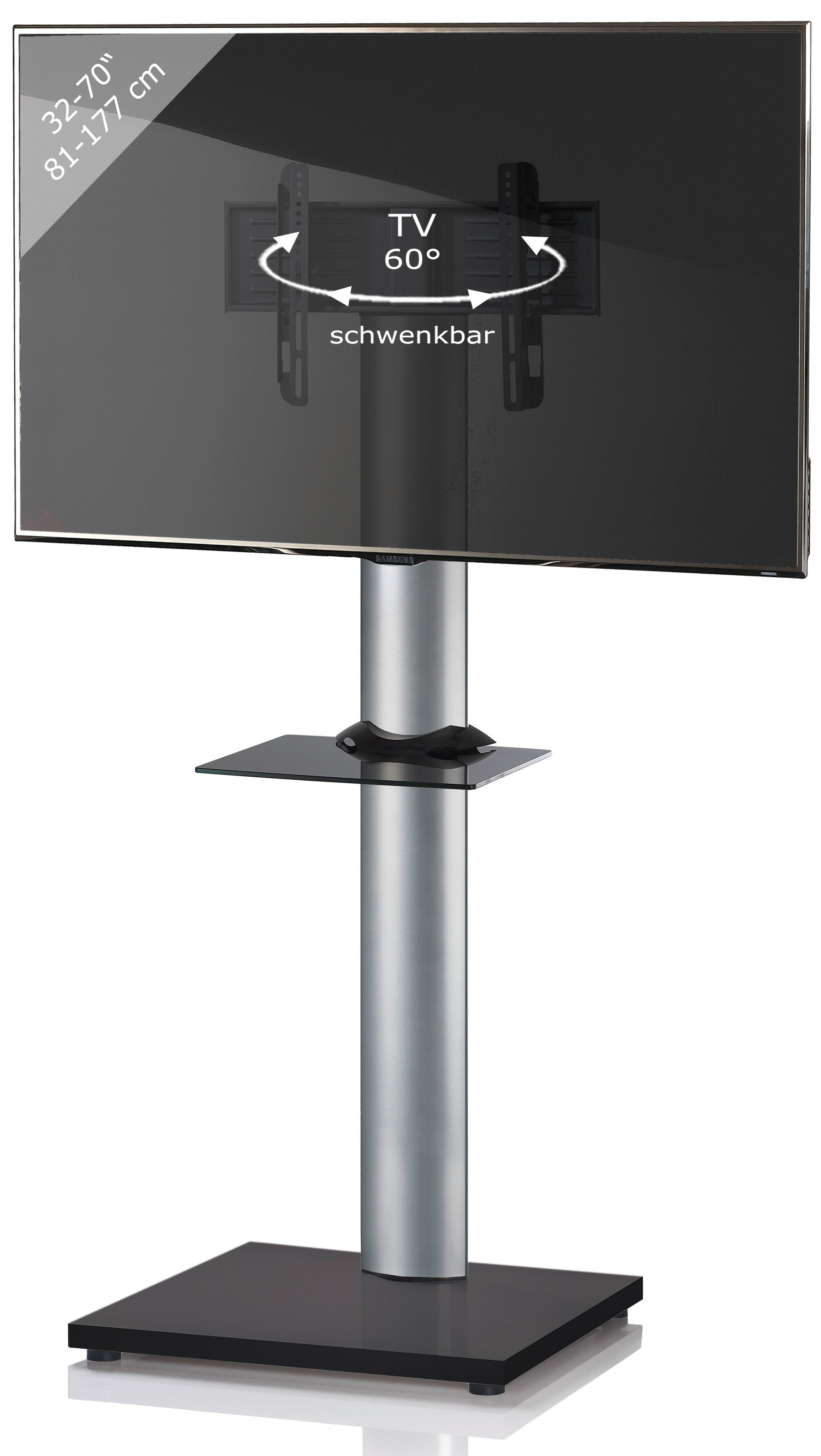 Stojalo Za Tv Onu, Srebrna, 68 Cm - srebrne barve/črna, Konvencionalno, kovina/steklo (68/174/60cm) - MID.YOU