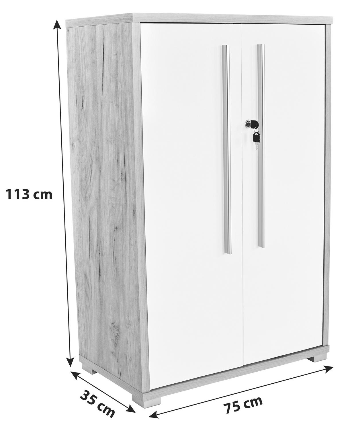 Dulap pentru acte Profi - alb/culoare lemn stejar, Modern, material pe bază de lemn (75/113/35cm) - Modern Living