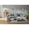 Wohnlandschaft in Grau/Weiß mit Bettfunktion - Chromfarben/Schwarz, MODERN, Kunststoff/Textil (303/185cm) - Modern Living Wohnlandschaft in Grau/Weiß mit Bettfunktion - Chromfarben/Schwarz, MODERN, Kunststoff/Textil (303/185cm) - Modern Living
