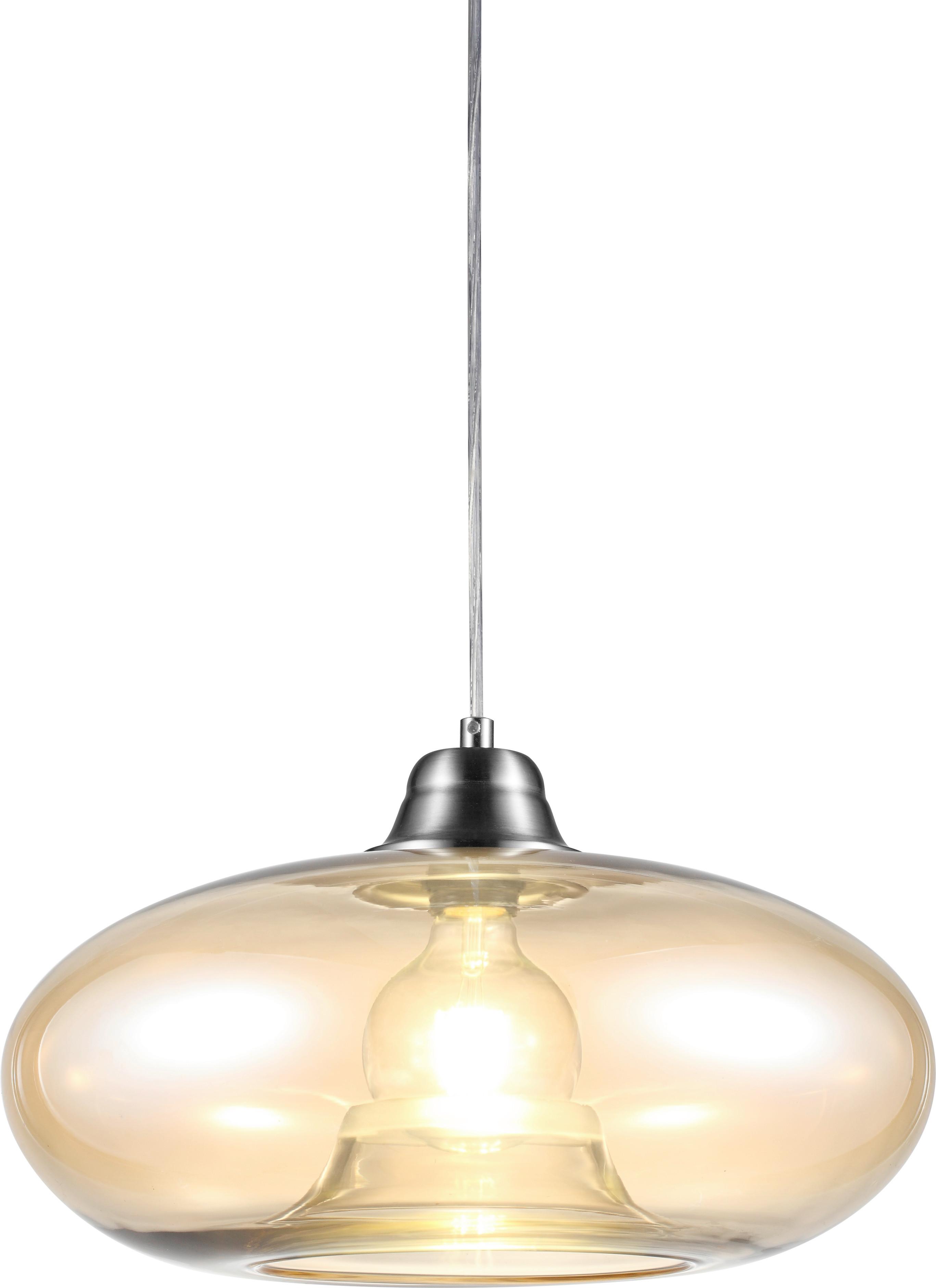 Viseća Svjetiljka Lille - narančasta/boje nikla, Konvencionalno, staklo/metal (40/150cm) - Globo