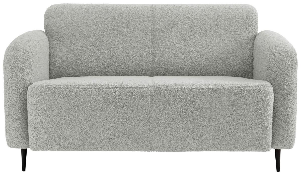 Sitzgarnitur Marone Hellgrau Teddystoff - Hellgrau/Schwarz, MODERN, Textil/Metall (180/76/90cm) - Livetastic