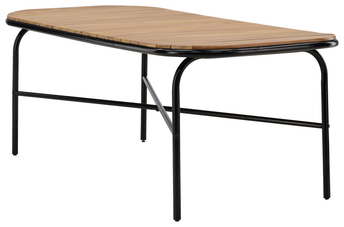 Gartentisch Holmbeck ca. 200x90x75cm Schwarz/Akazie - Schwarz, KONVENTIONELL, Holz/Metall (200/90/75cm) - Gardenson