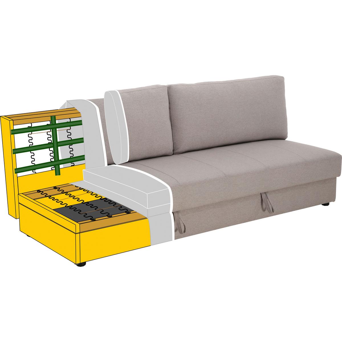 Schlafsofa Claudio Hellgrau Webstoff - Hellgrau/Schwarz, MODERN, Holz/Kunststoff (200/85/93cm) - Bessagi Home