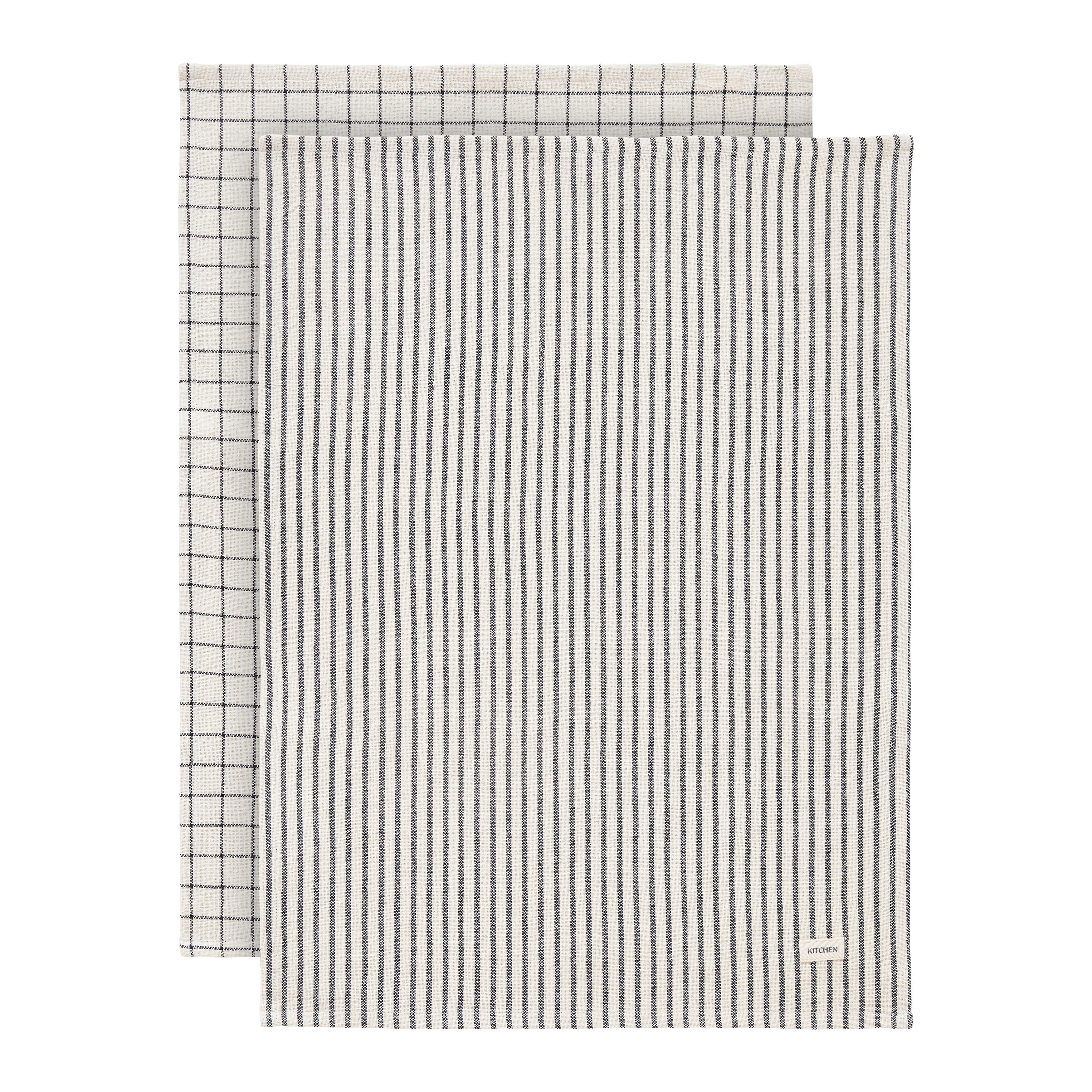 SET DE TORCHONS THEO - noir/blanc, textile (50/70cm) - Mömax