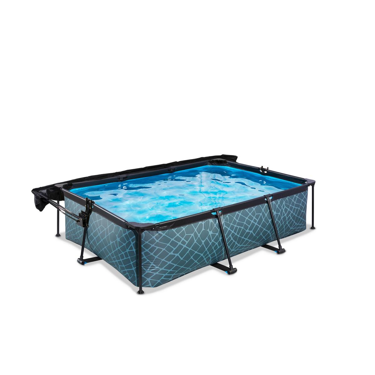 Bazen Exit Stone Pool, 220x150cm - siva, Konvencionalno, umetna masa (220/150/65cm) - EXIT Toys