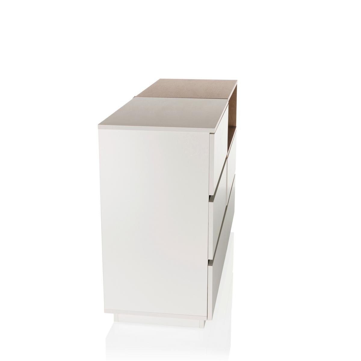 Široka Komoda Melmo, Bela, Barva Hrasta - barve hrasta/bela, Moderno, leseni material (120/76/40cm) - MID.YOU