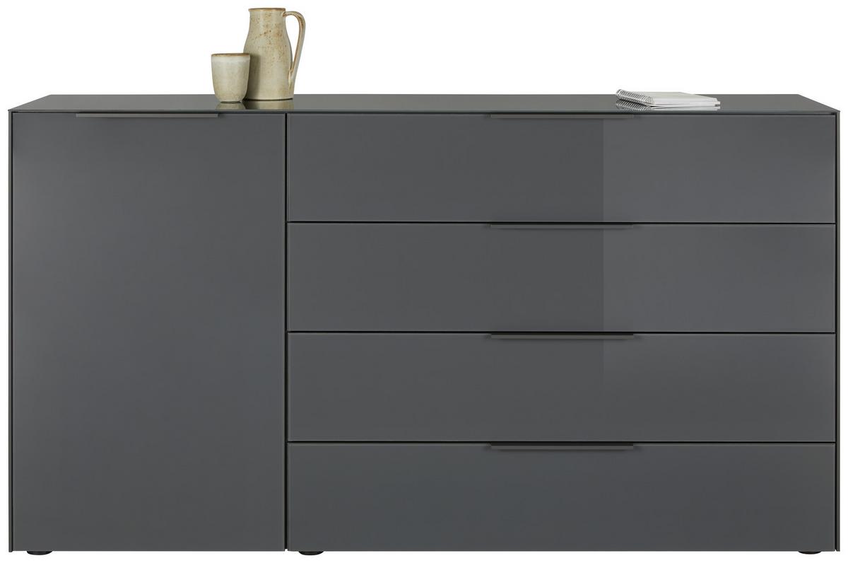 Comodă cu uși Max Box - antracit, Modern, sticlă/material pe bază de lemn (177/97/45cm) - Premium Living