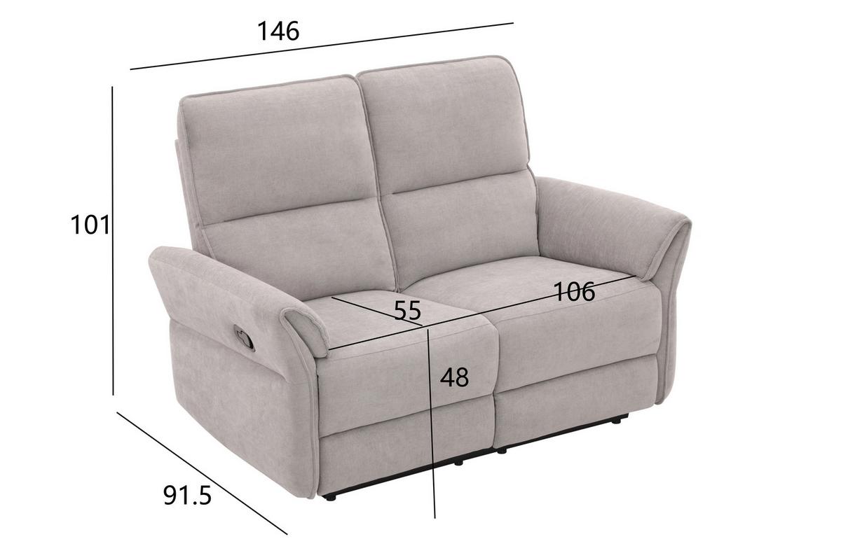 SOFA DWUOSOBOWA REDON - czarny/szary, Basics, tworzywo sztuczne/metal (143/103/92cm) - Based