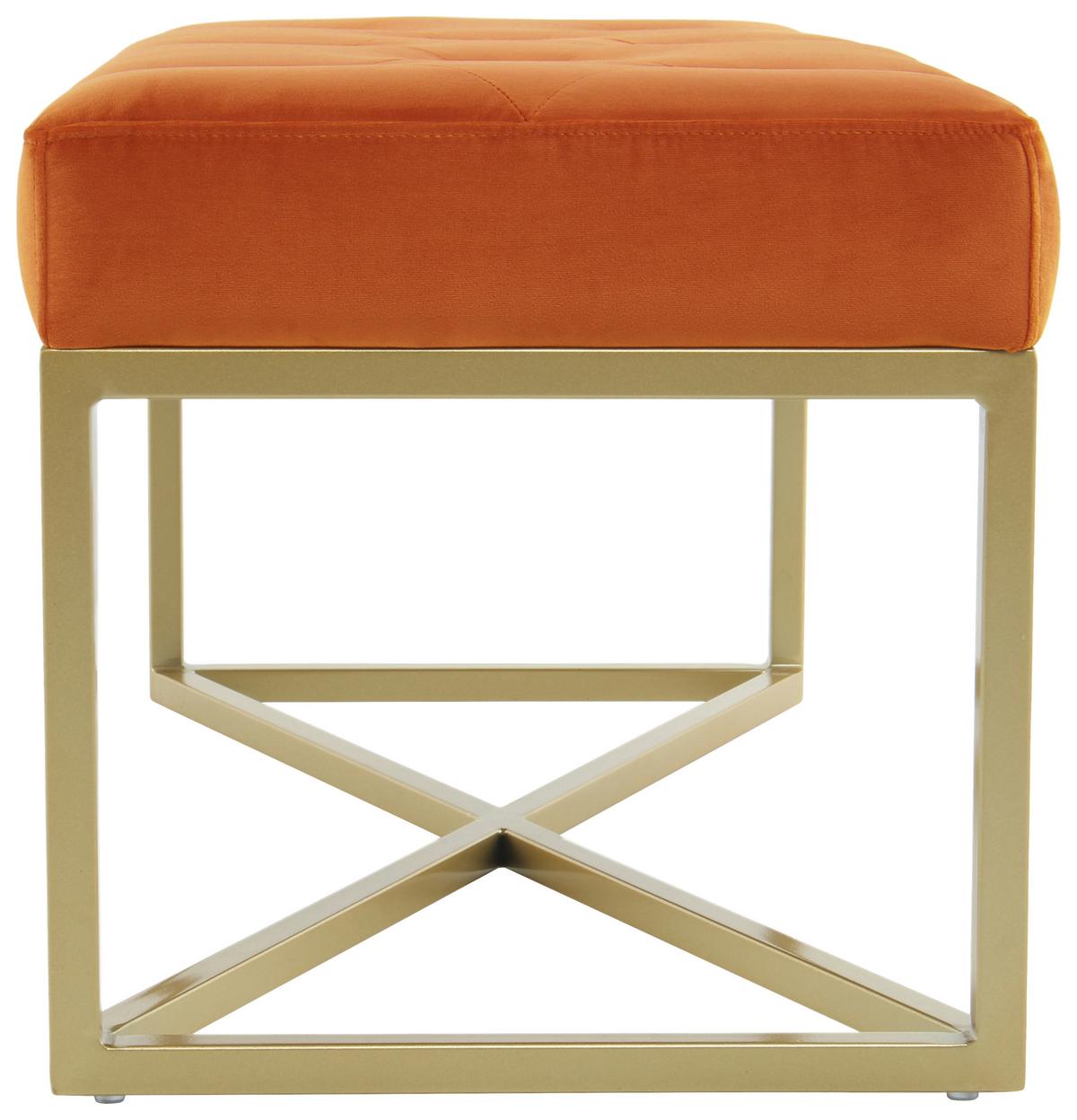 Hockerbank Cameron 125 - Goldfarben/Orange, Design, Holz/Holzwerkstoff (40/40/90cm) - Kayoom