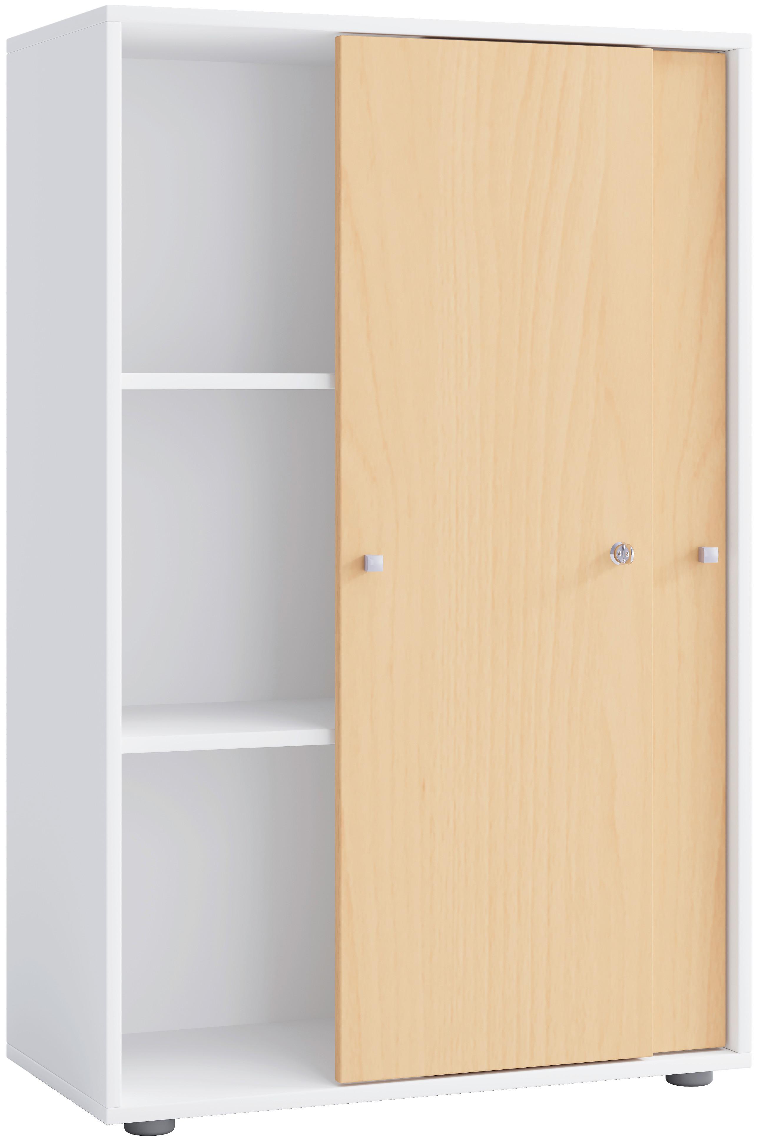 Aktenschrank Lona Xl - Weiss/Buchefarben, Design, Holzwerkstoff (70/110/39cm) - MID.YOU