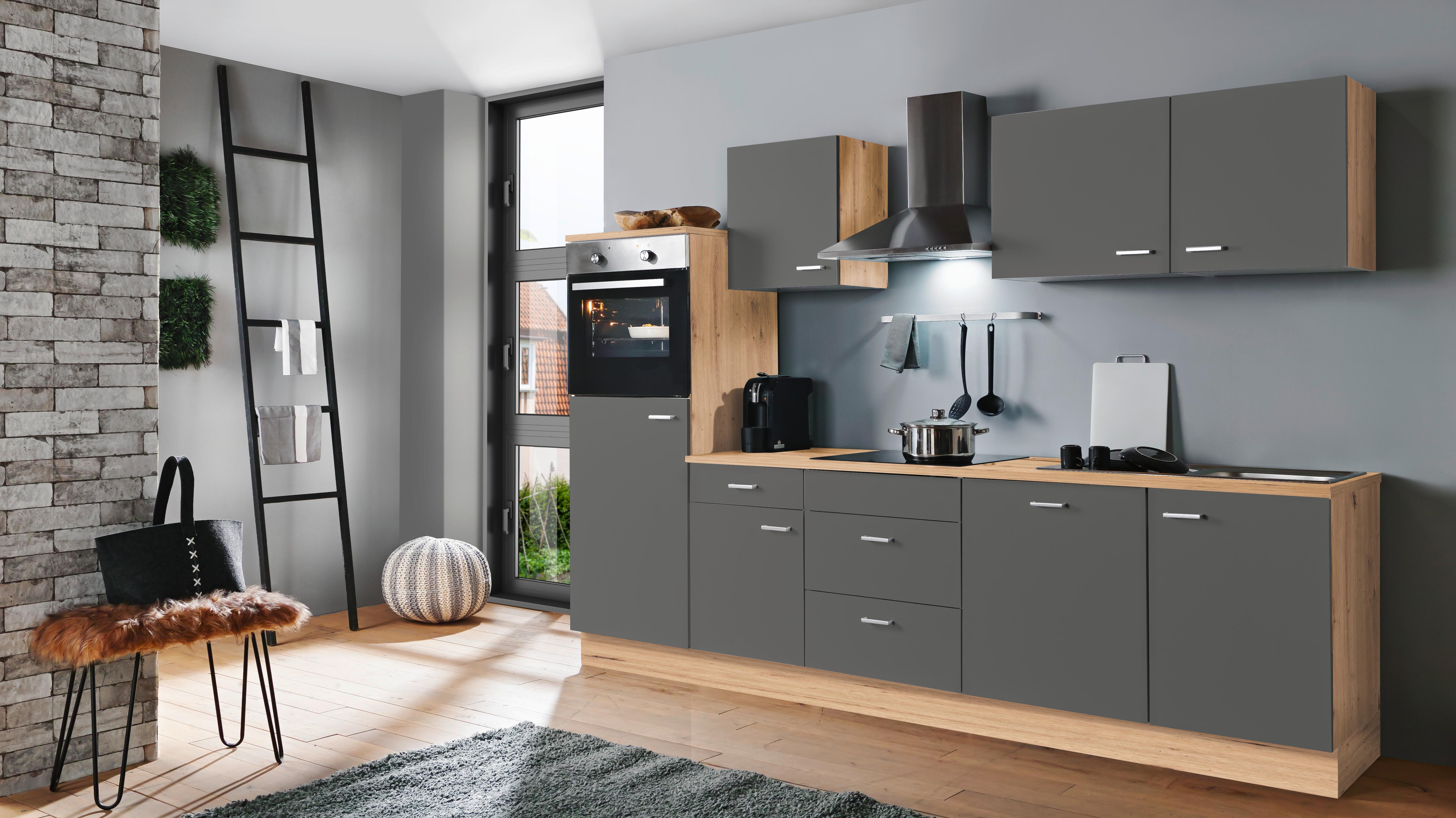 Küchenblock Artisan-Classic Grau B: ca. 280 cm - Silberfarben/Graphitfarben, KONVENTIONELL, Holzwerkstoff/Kunststoff (280cm) - Menke