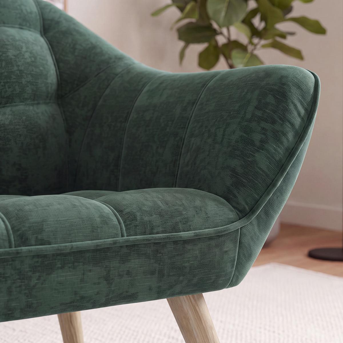 Kétüléses Kanapé Monique - zöld, Modern, textil/fa (126/74/76cm) - Bessagi Home