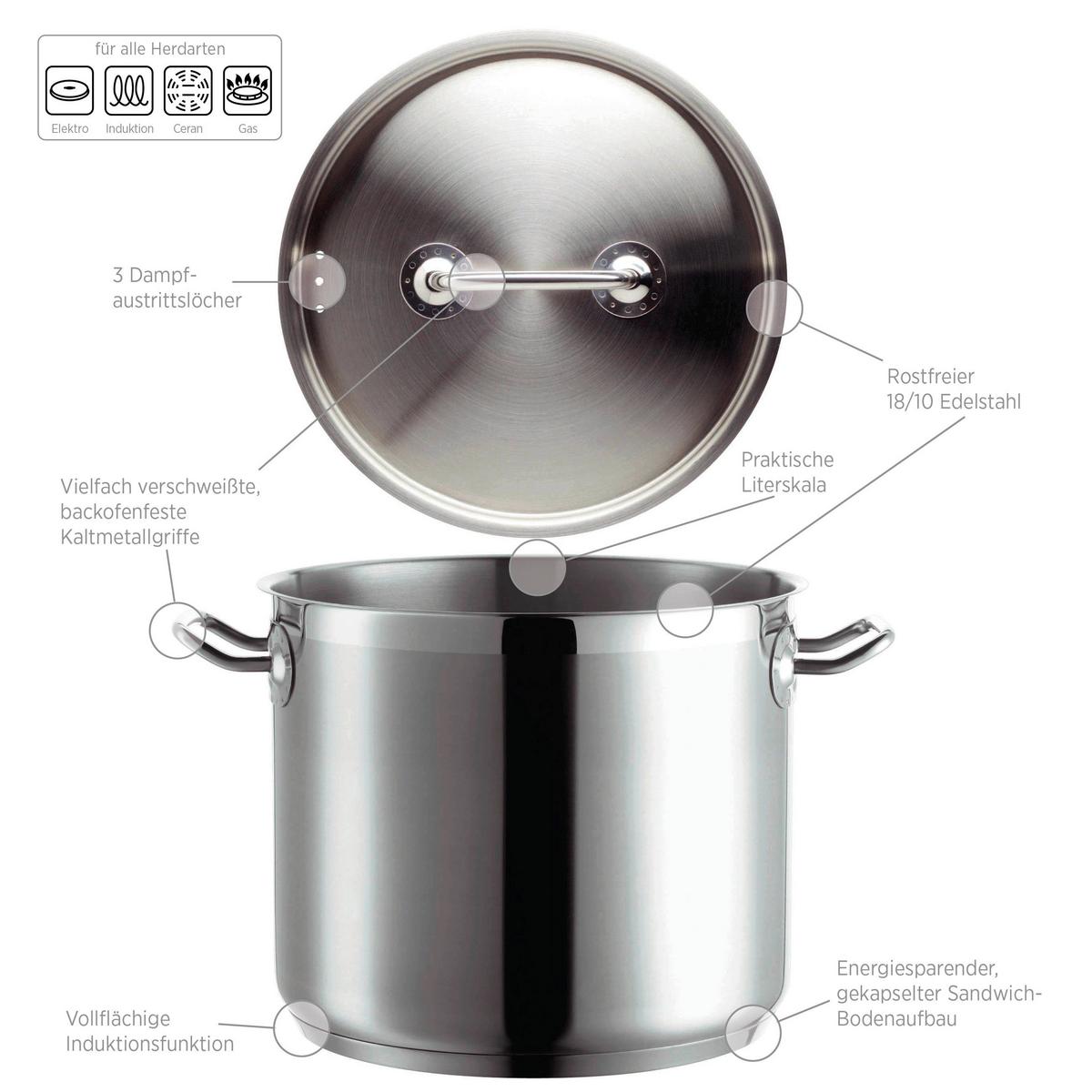 GEMÜSETOPF 317502680131750268013175026801 - Silberfarben, Basics, Metall (20/16,2/28,5cm) - Mäser