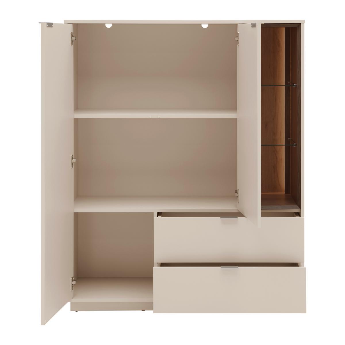 Sideboard Velasca Type 06 Eichefarben/Kaschmir - Kaschmir/Eichefarben, MODERN, Glas/Holzwerkstoff (116,4/141,6/40cm) - Premium Living