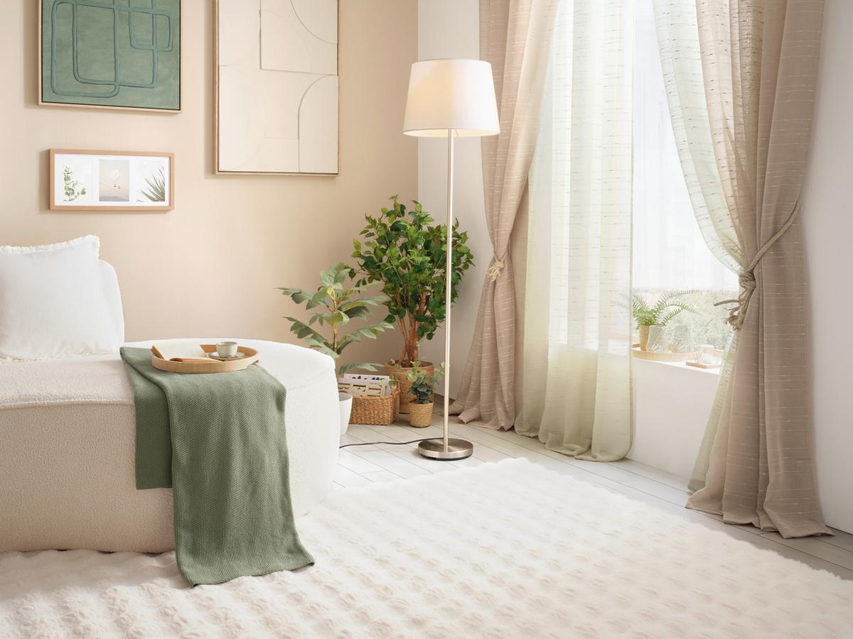 STEHLEUCHTE SCHICK - Weiß/Nickelfarben, KONVENTIONELL, Textil/Metall (35/35/151cm) - Mömax