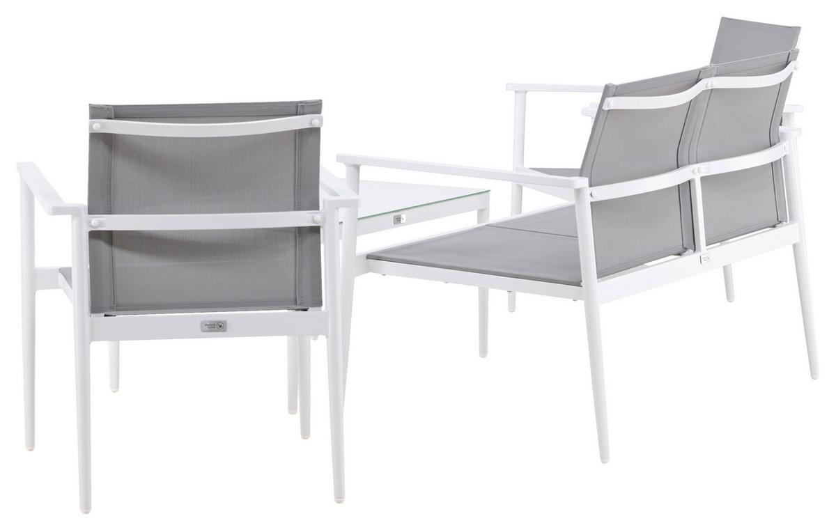 Loungegarnitur Break Weiß/Grau - Weiß/Grau, KONVENTIONELL, Glas/Textil - Gardenson