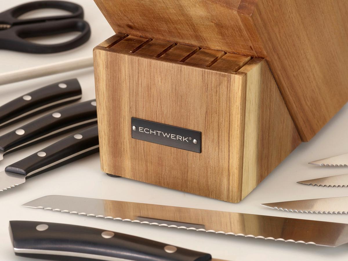 Messerset Echtwerk Schwarz 15-teilig - Silberfarben/Schwarz, Trend, Kunststoff/Metall (24,8/13,2/36cm) - Echtwerk