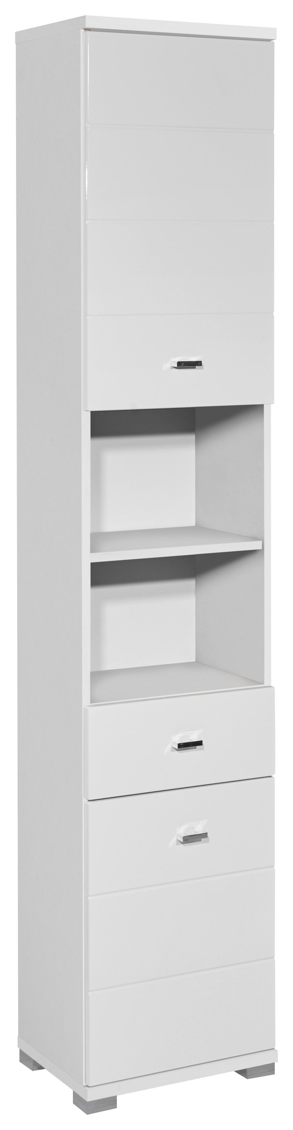 Visoka Omara Pool, Bela, Stoječa - srebrne barve/bela, Basics, umetna masa/leseni material (38/190/30,5cm) - Modern Living